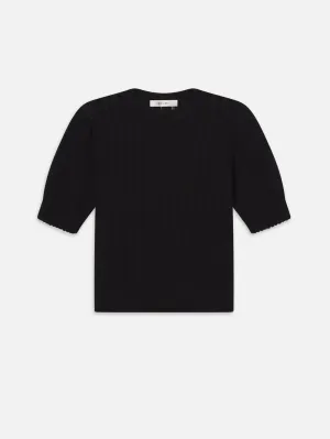 The Ladder Pointelle Sweater -- Black Indoor Layer