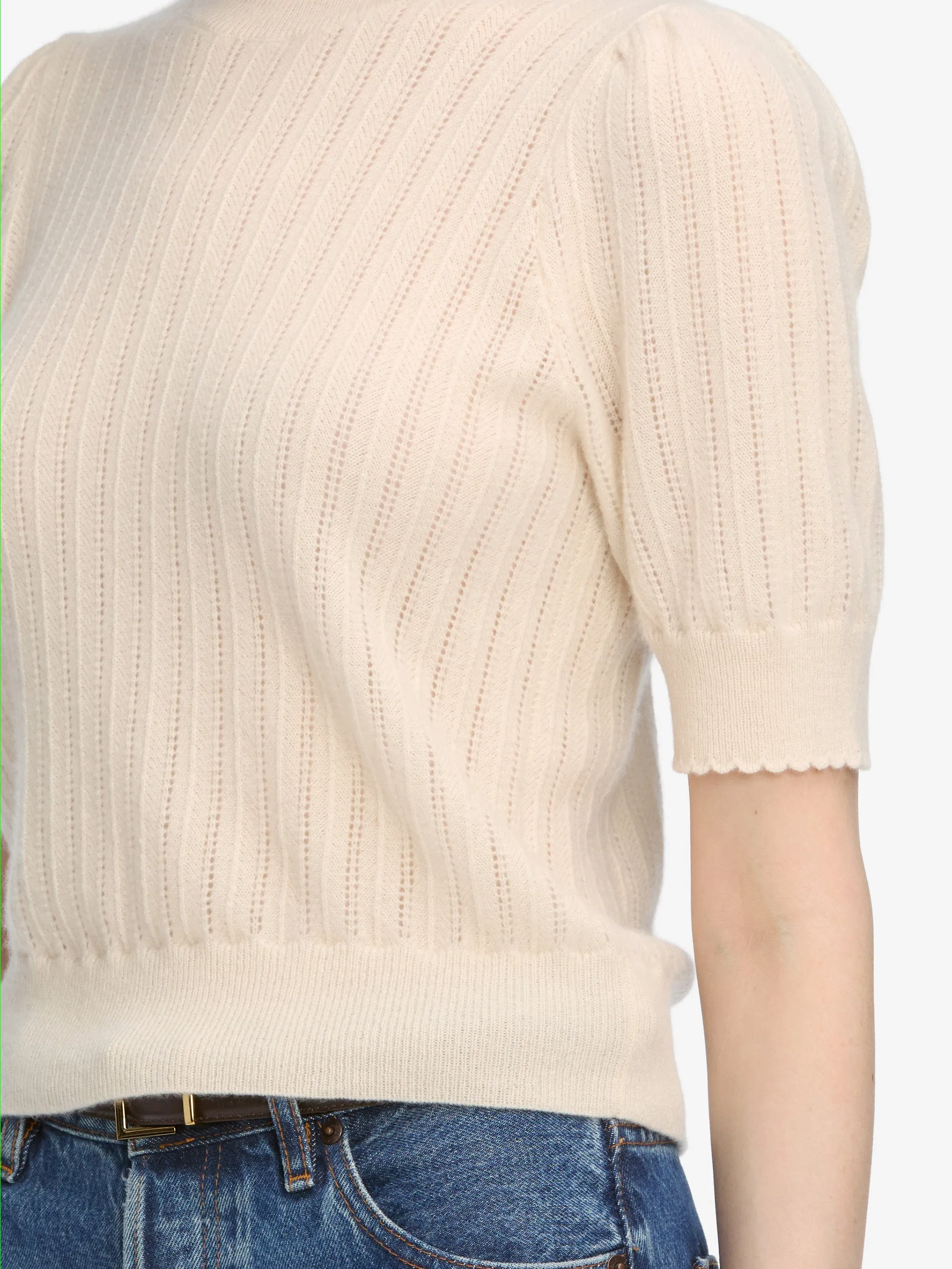 The Ladder Pointelle Sweater -- Cream Smart Casual