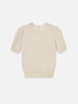 Turtle Neck Variant The Ladder Pointelle Sweater -- Cream