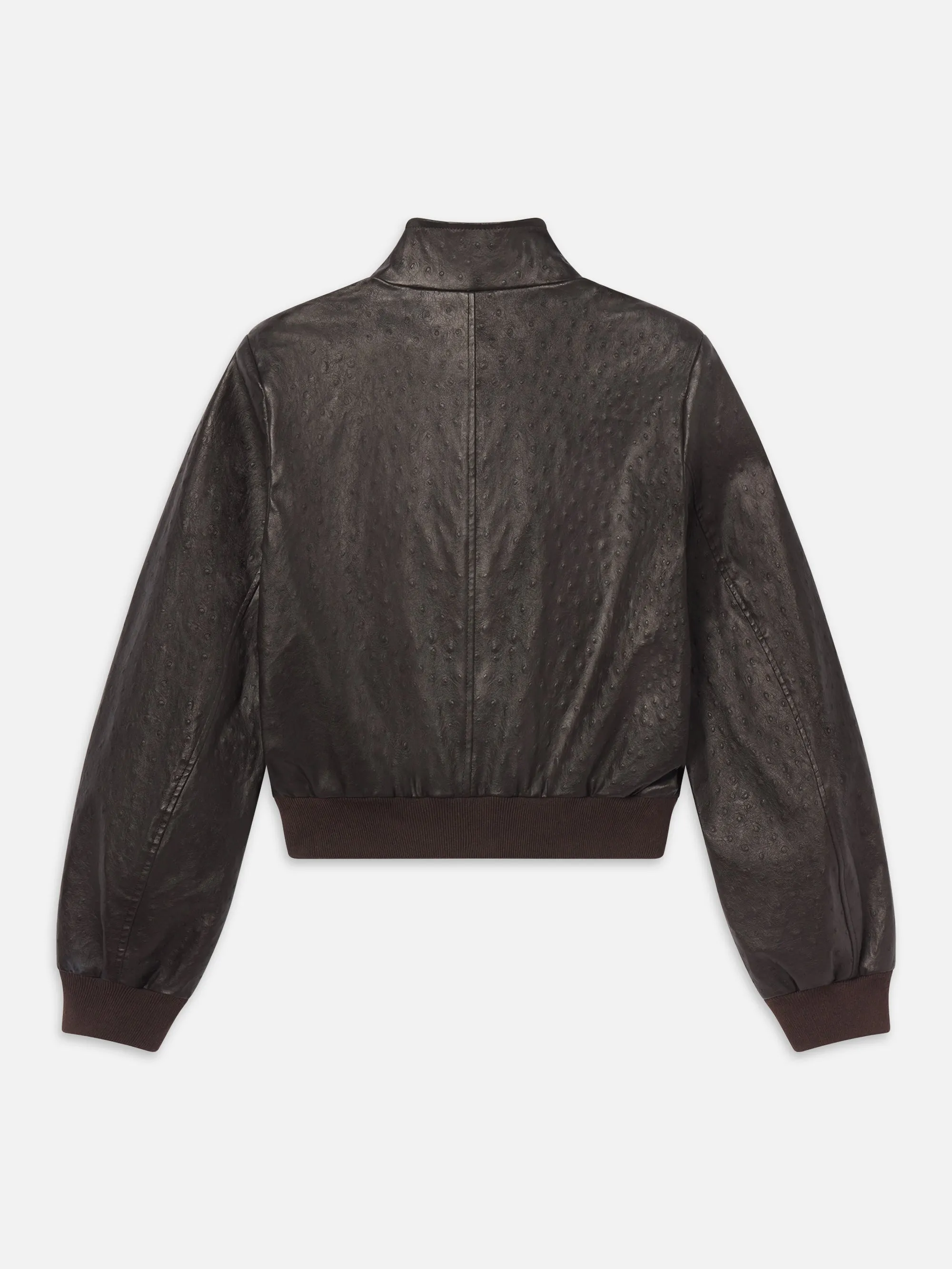 Multi Layer Design Ergonomic Drape The Leather Harrington Jacket -- Coffee