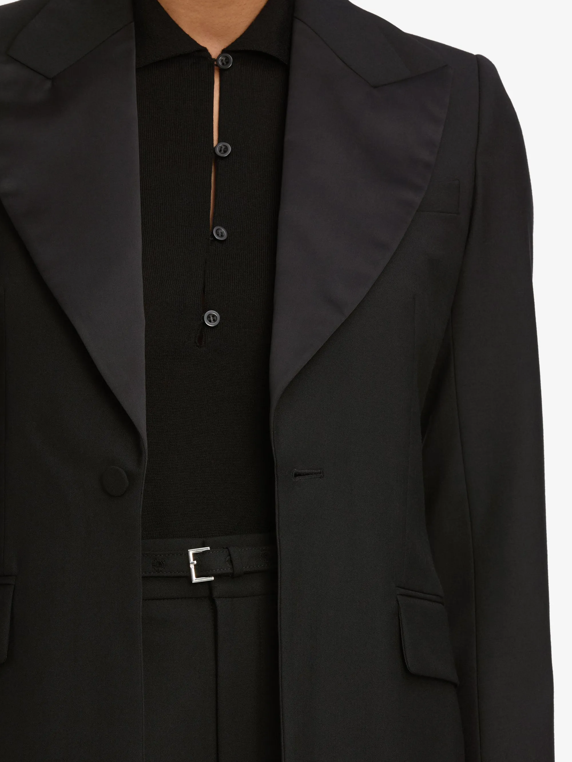 The Peak Lapel Blazer -- Black Recycled Textile Breathable Membrane