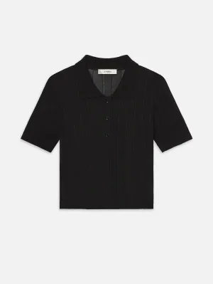 The Ribbed Polo -- Black Lightweight Layer
