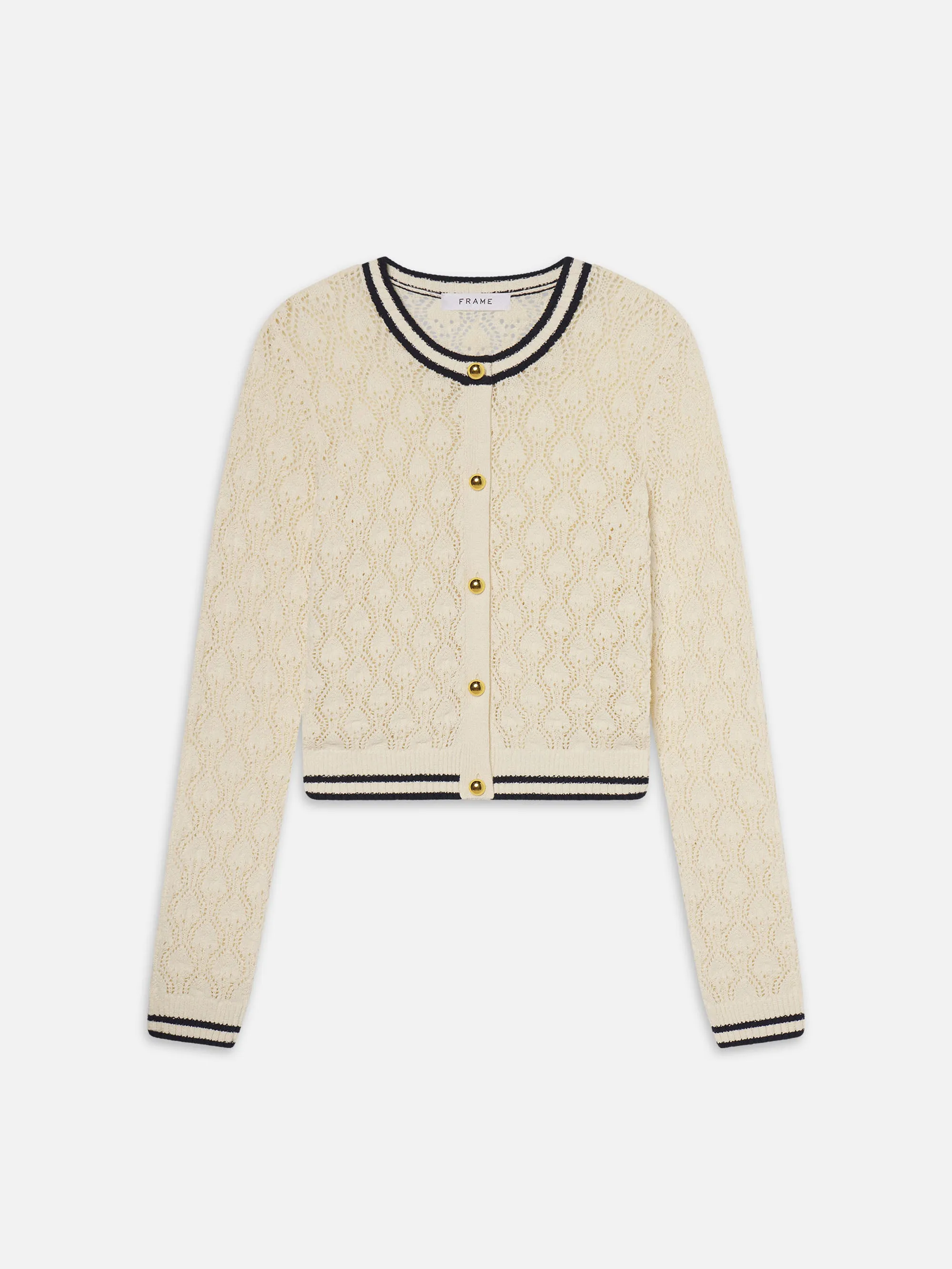 Double Layered Design The Rookie Cardi -- Cream Multi