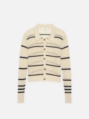 The Shrunken Cardi -- Cream Multi NonRestrictive Cuff Design FrayResistant Edging