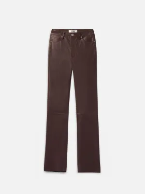 The Slim Stacked Leather Pant -- Espresso Non Binding Cuffs