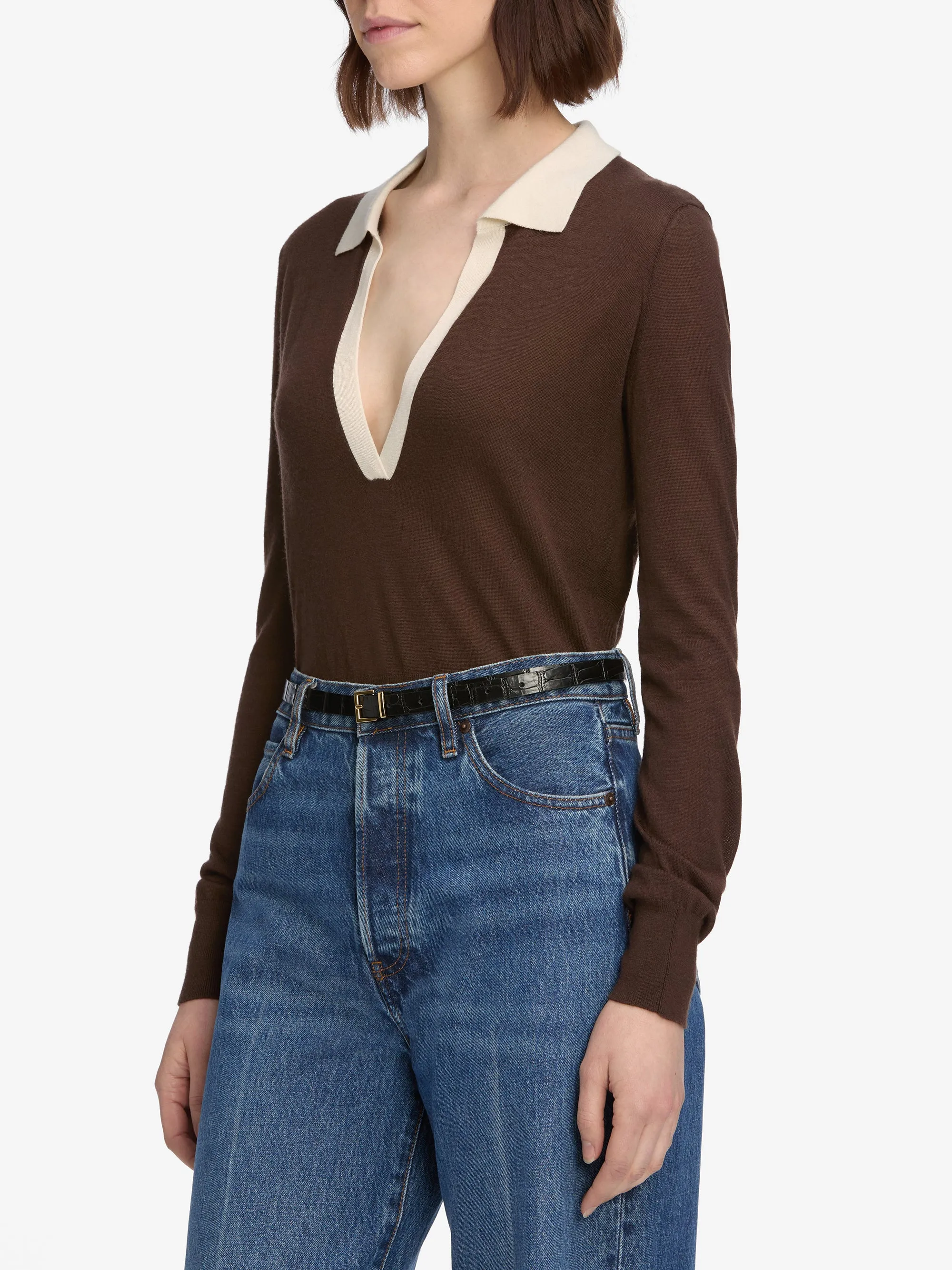 Easy Care Material The Two Tone Polo -- Coffee Multi