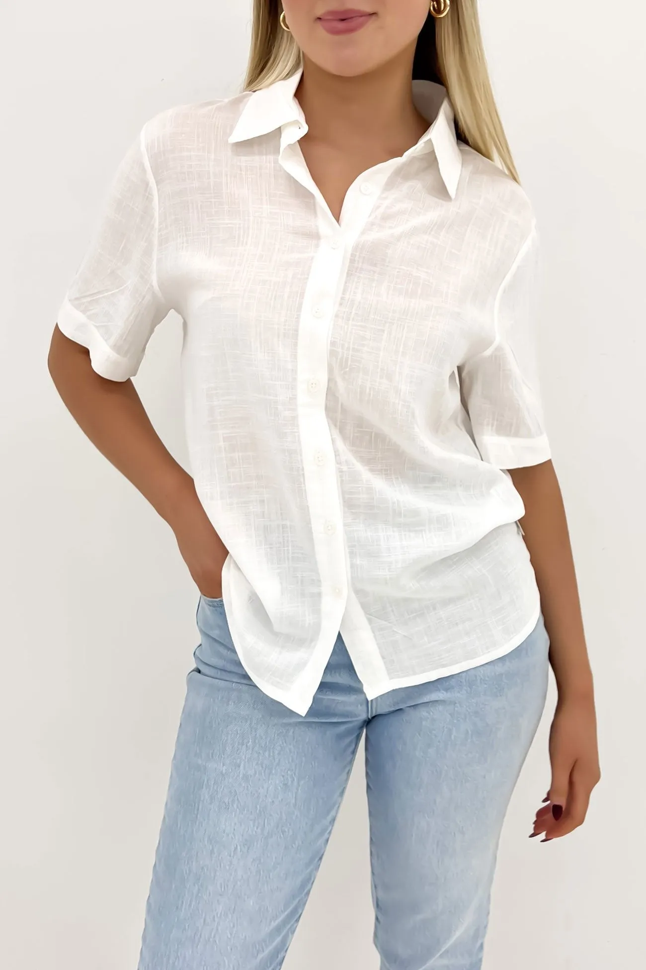 Classic Lounge Shirt White GarmentDyedTexture