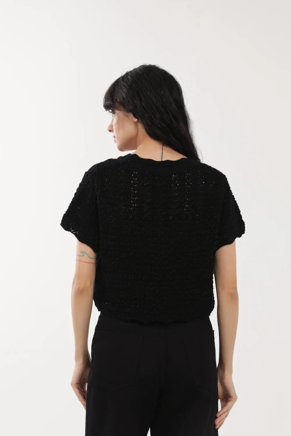 Easy Fit CROCHET KNIT TOP WITH LUREX