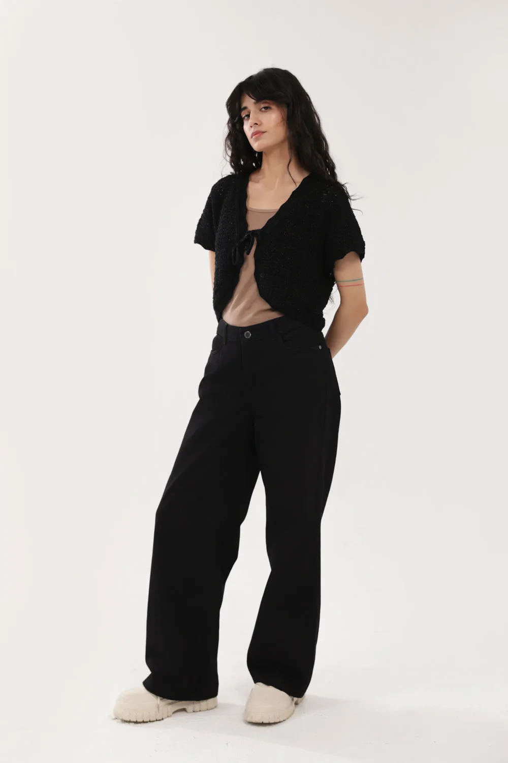 CROCHET KNIT TOP WITH LUREX Gentle Fabric Fashion Favorite