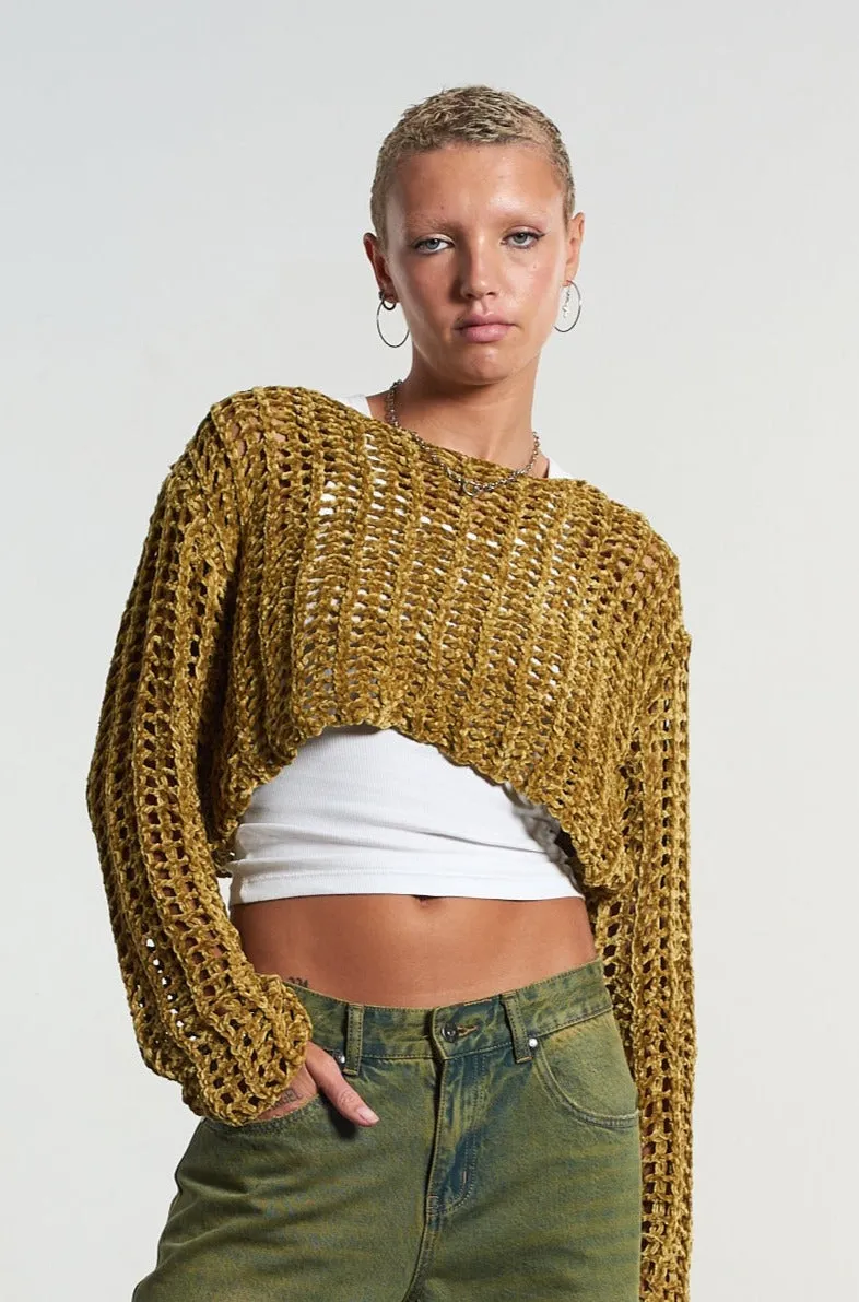 Four Way Stretch Design Flexible Seam Structure Cage Open Knit Top