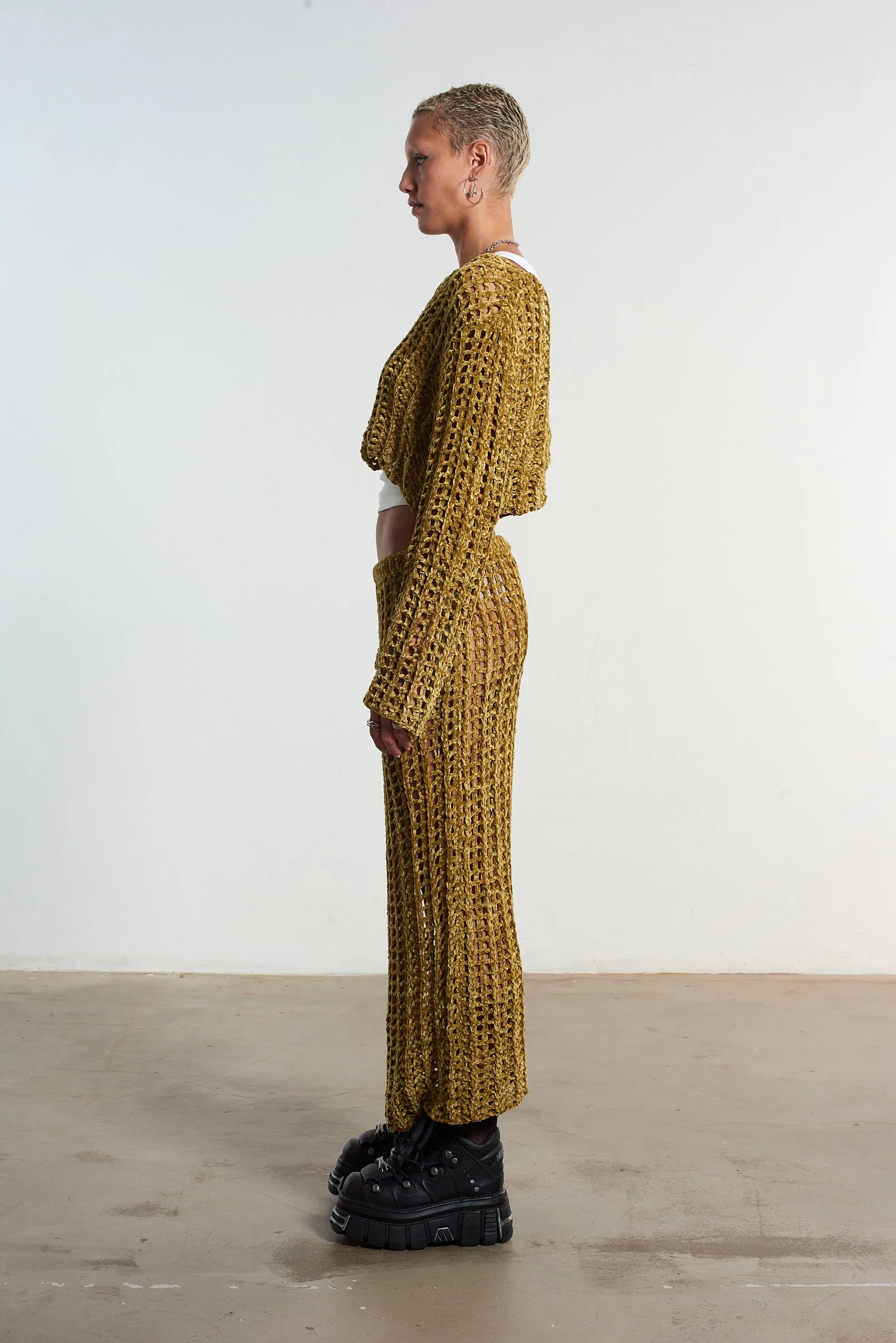 Cage Open Knit Top Microfiber Textile