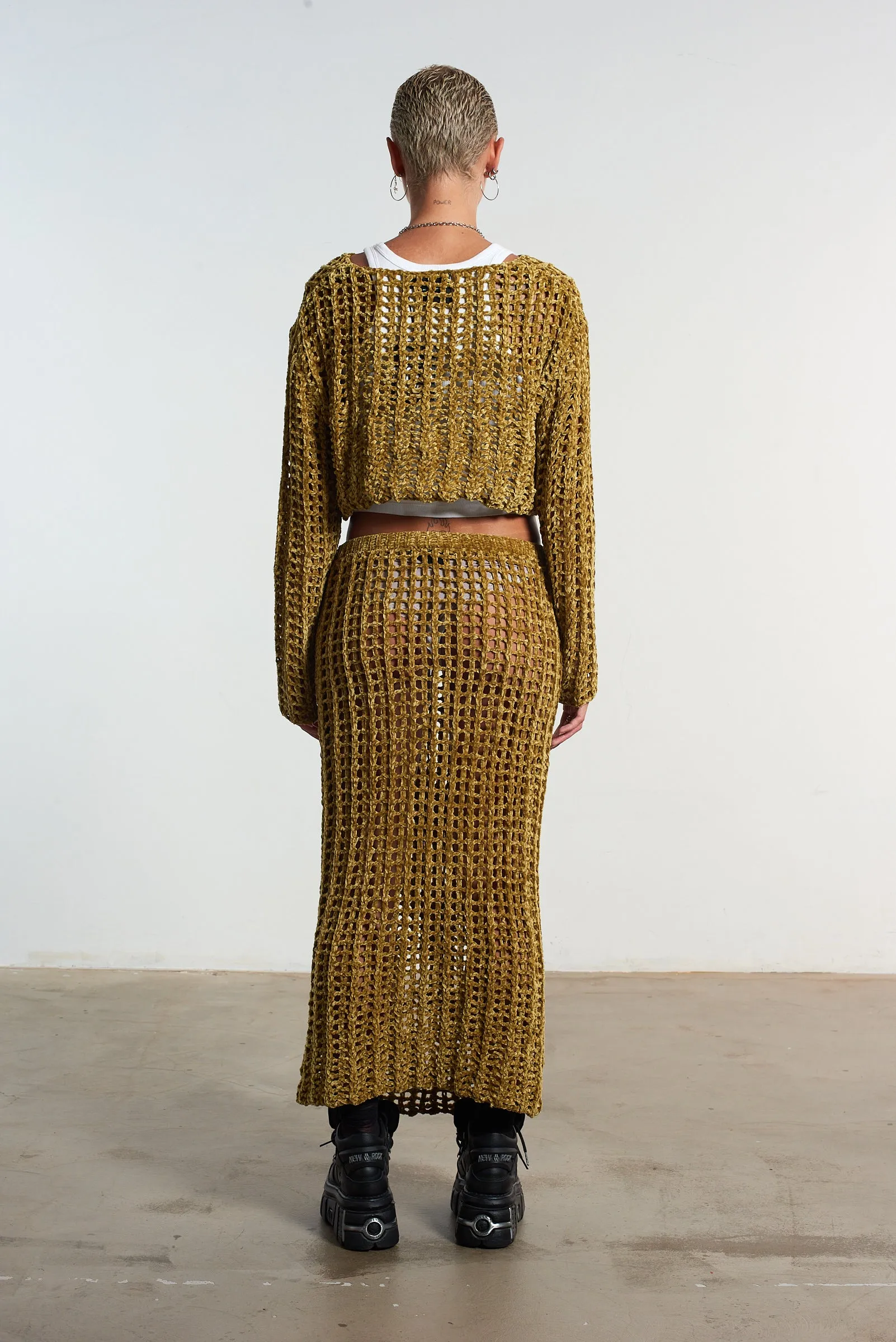 Cage Open Knit Top Neutral Tones Fresh Trend