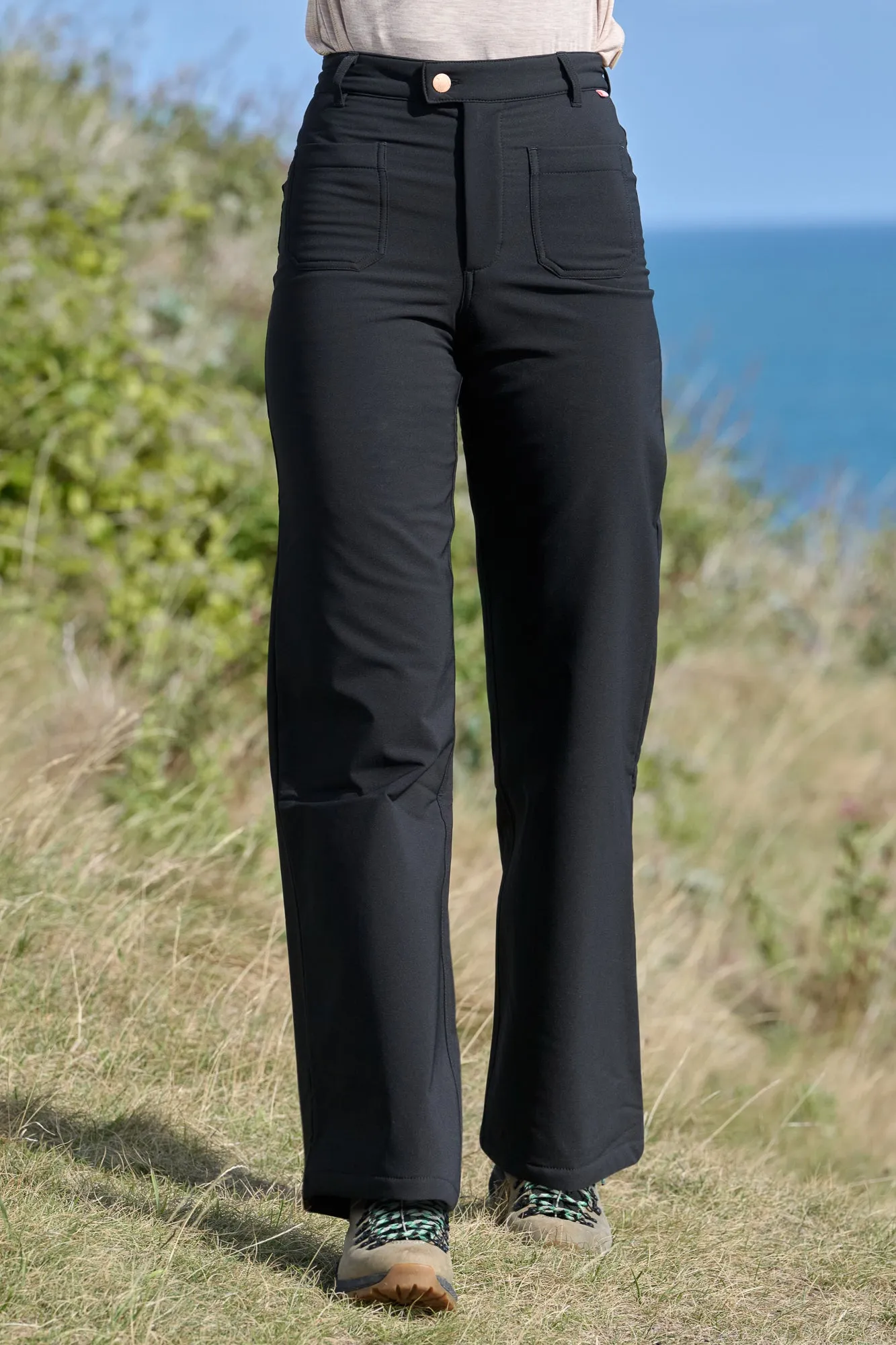 No Sagging Casual Comfort Layers Thermal Straight Leg Trousers - Black
