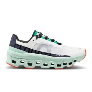 custom fit shoes colorful running shoes Womens On Running Cloudmonster in Un-Dyed White/Creek