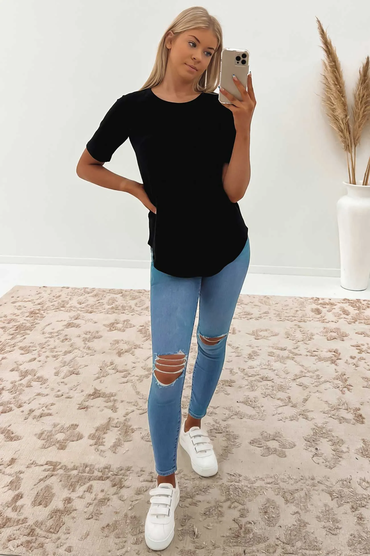 Cotton Blend Casual Choice Ariana Tee Black