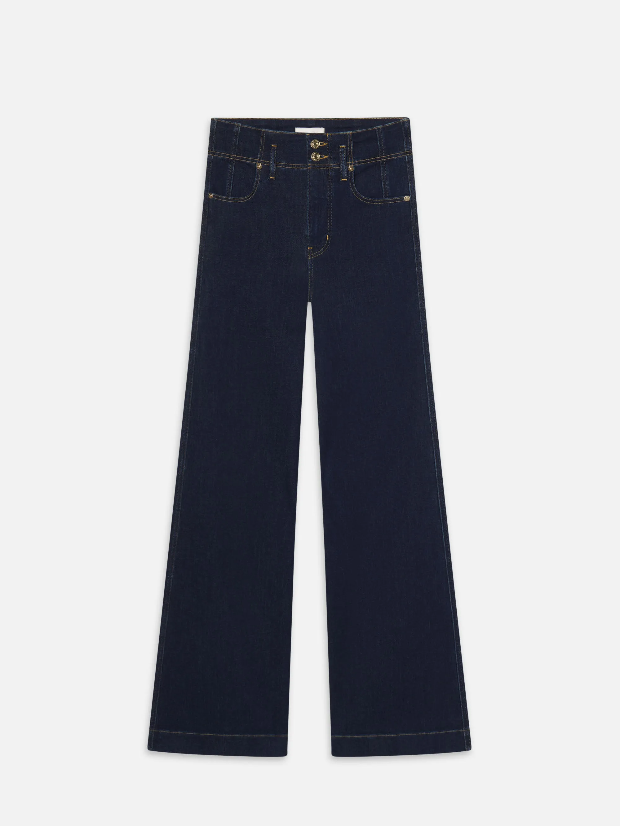 Bold Waistband The Seamed Wide Trouser -- Rinse