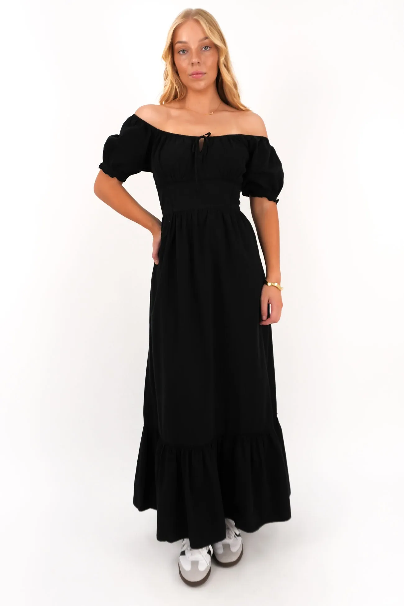 Sadie Maxi Dress Black Polished Details