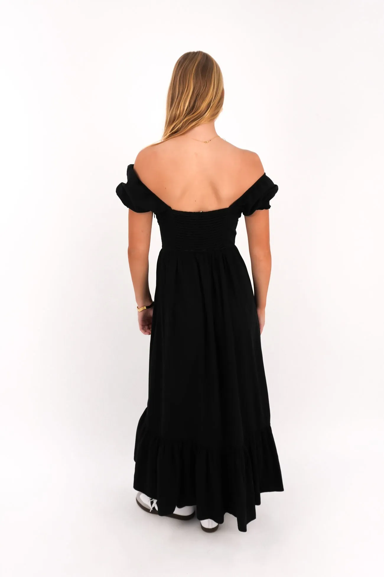 Sadie Maxi Dress Black Linen Soft