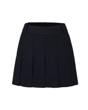 Drawstring closure Lettering jacquard pleated skirt - Black