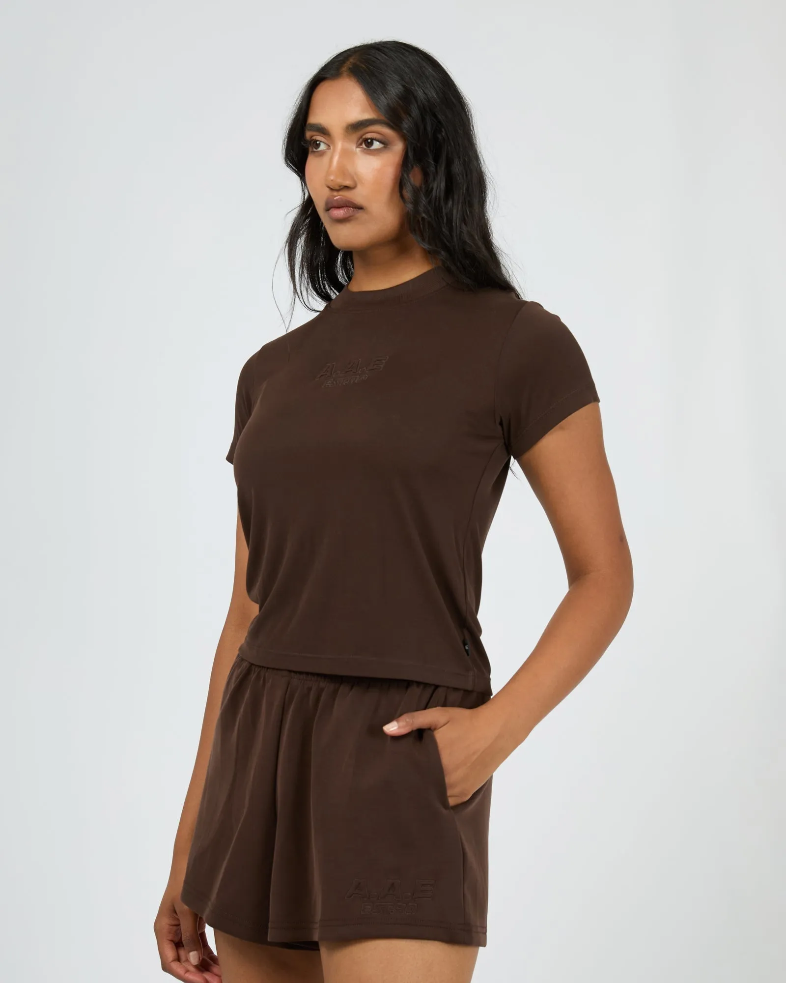 All About Eve Luxe Active Tee Brown Daily Outfit Style VintageWashEffect