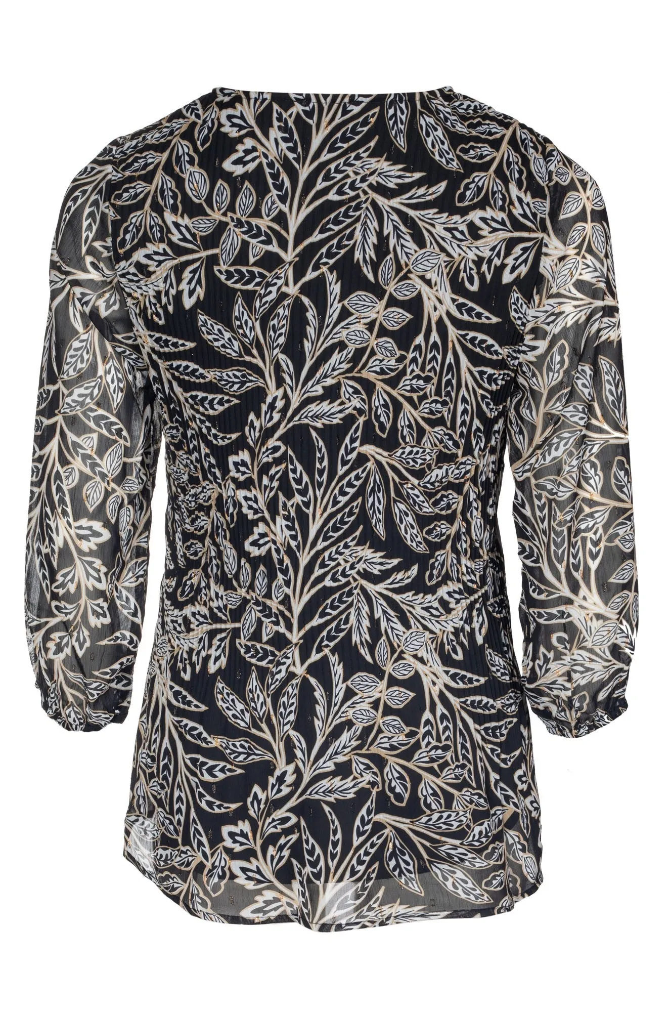 Pure Cotton Holiday Glow Top | Black Natural Leaf | 8581B1