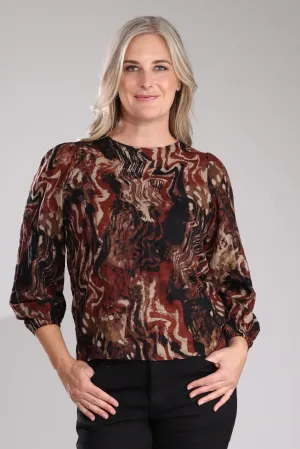 Top | Cinnamon Black Abst | 6531B1 Open Heart