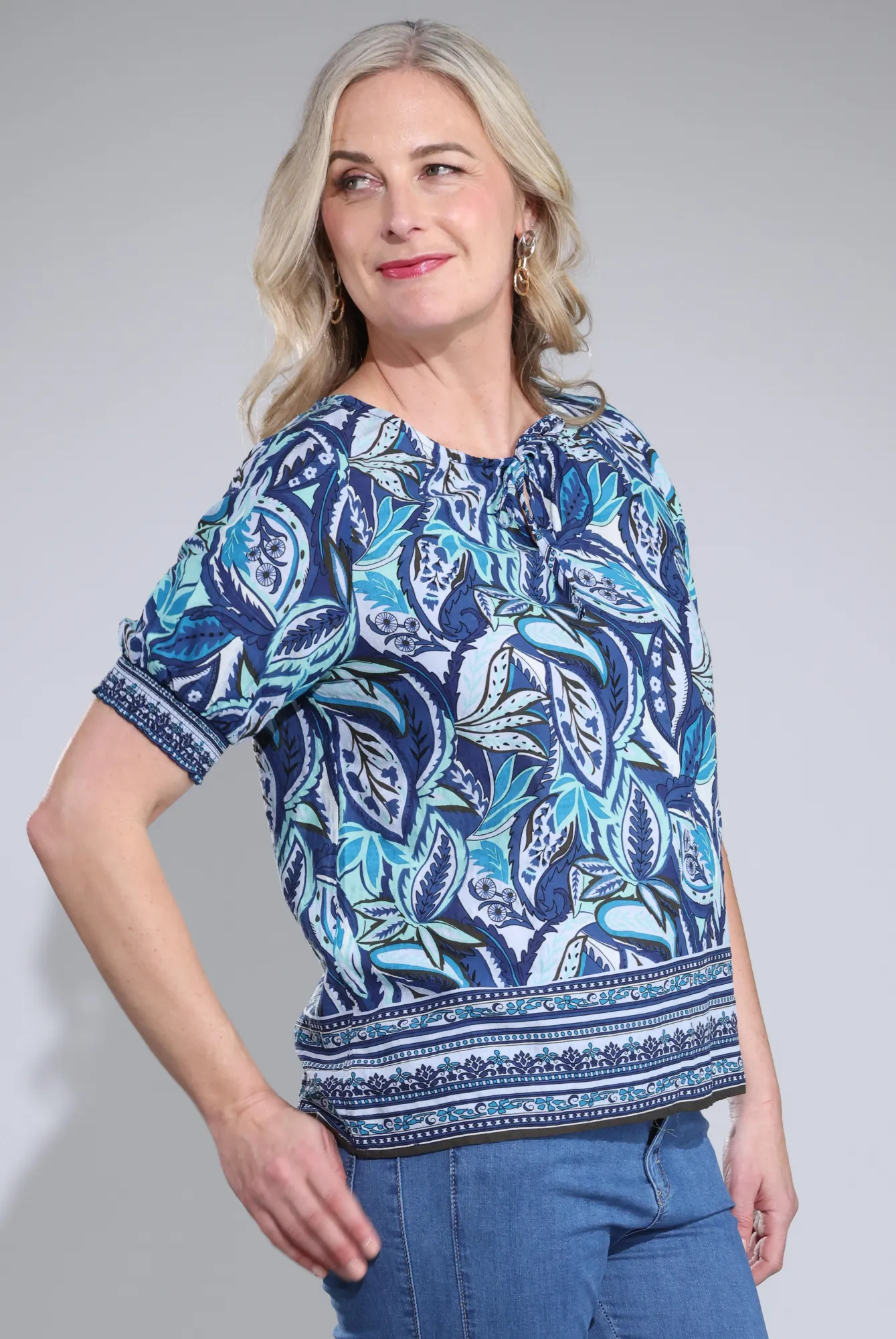 LightweightMaterial Trans Glow Top | Indigo Mint Border | 6513C1