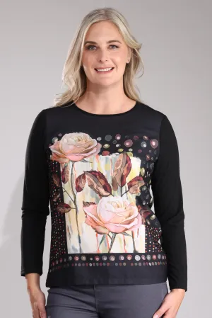 Reinforced Hem Top | Mocha Petal Flower | 3591B1