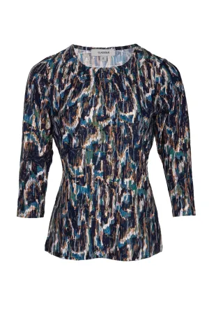 Cozy Sweatshirt Casual Day Top | Navy Blue Abstract | 9121B1