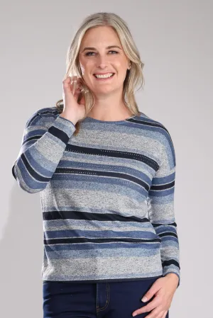 Easy Outfit Top | Navy Blue Stripes | 4402B1