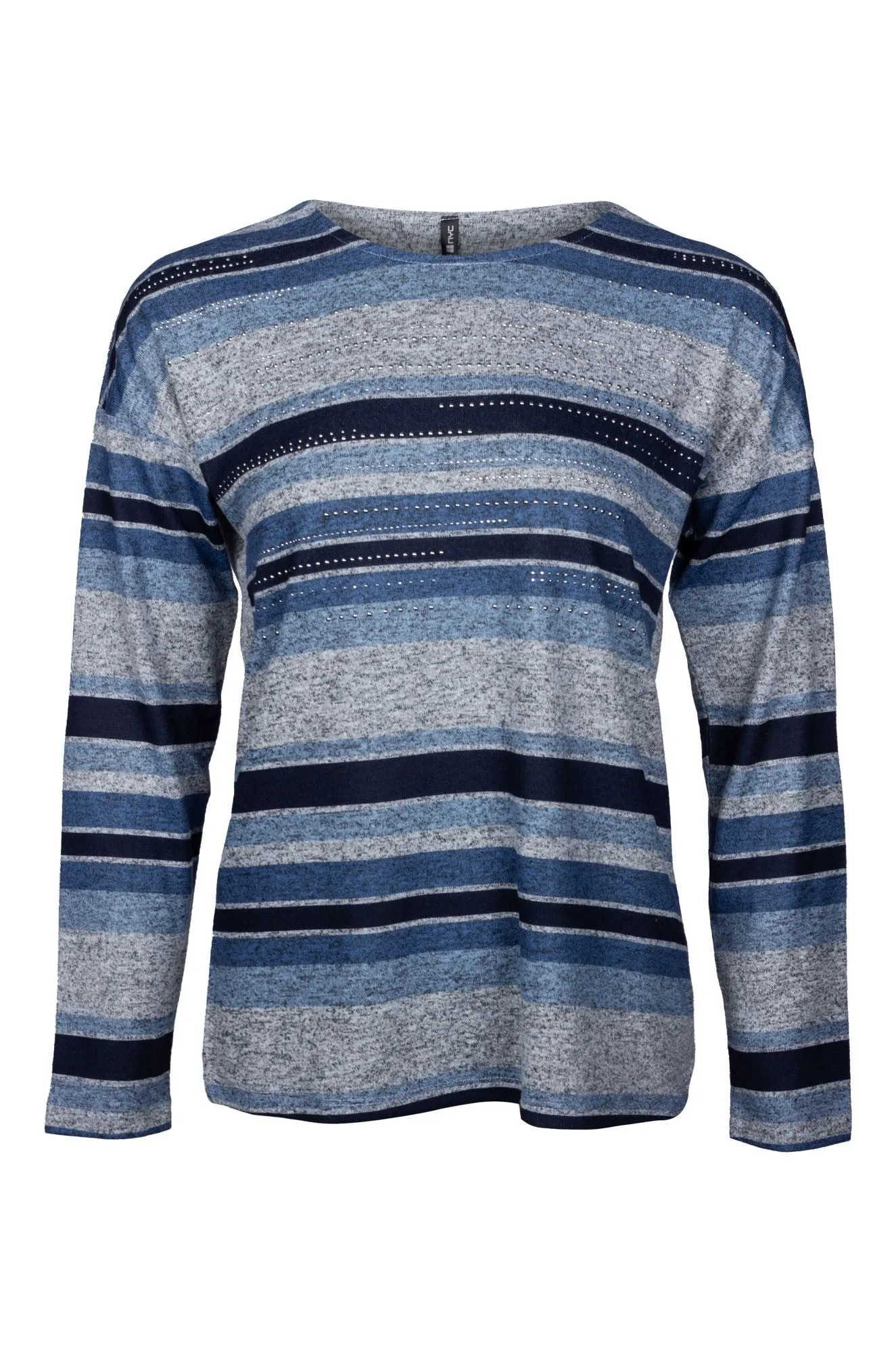 Effortless Style Trendy Fashion Top | Navy Blue Stripes | 4402B1