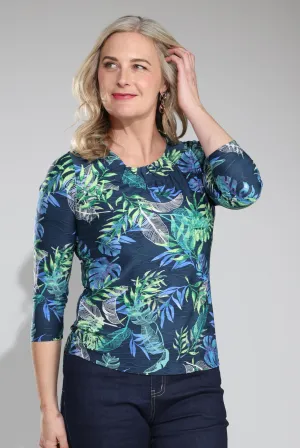 Top | Navy Green Palm | 9121C1 Summer Glow Magnetic Closure