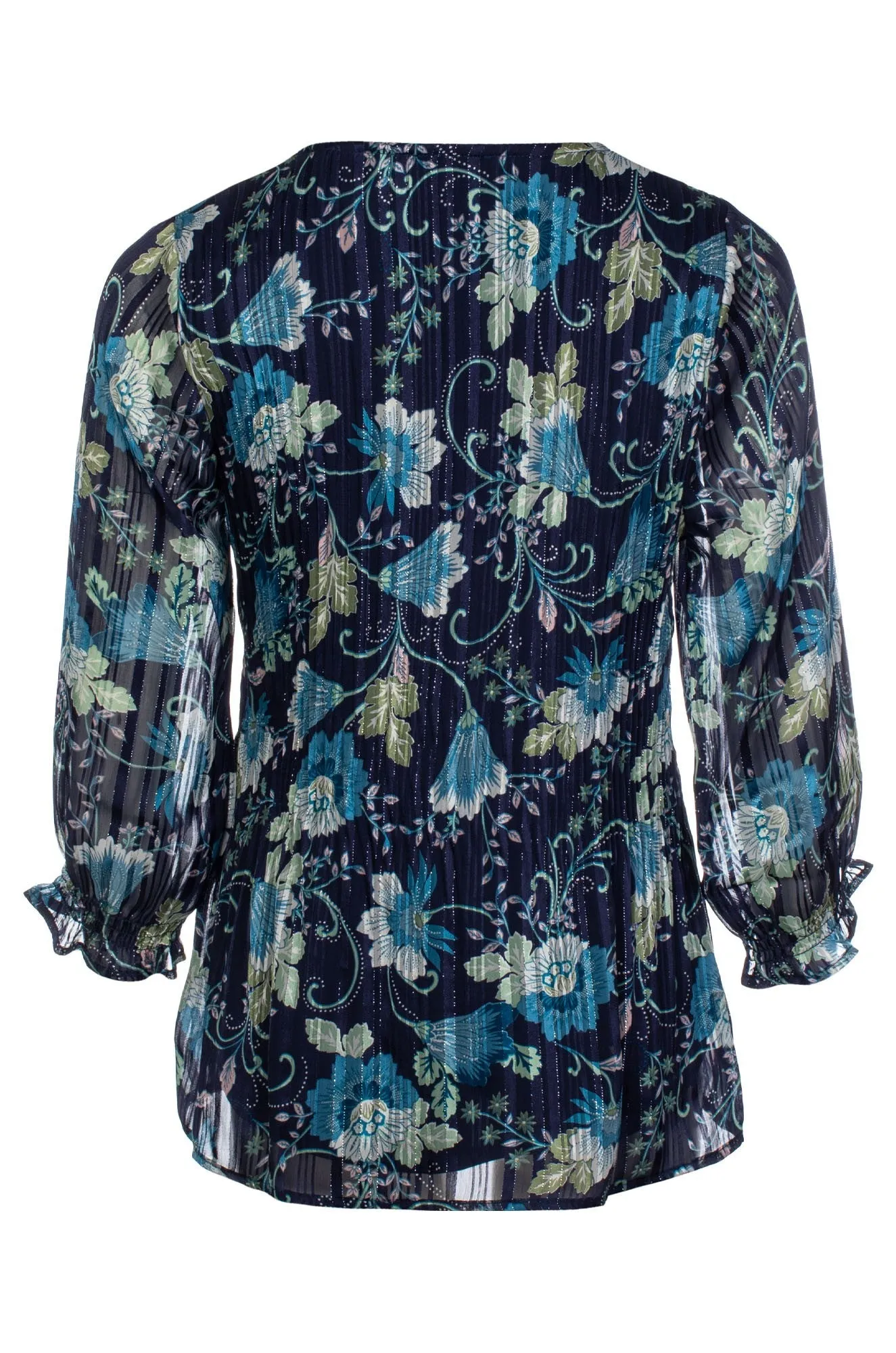 Top | Navy Sage Vines | 8562C1 Sequin Glow Tencel Blend Fabric