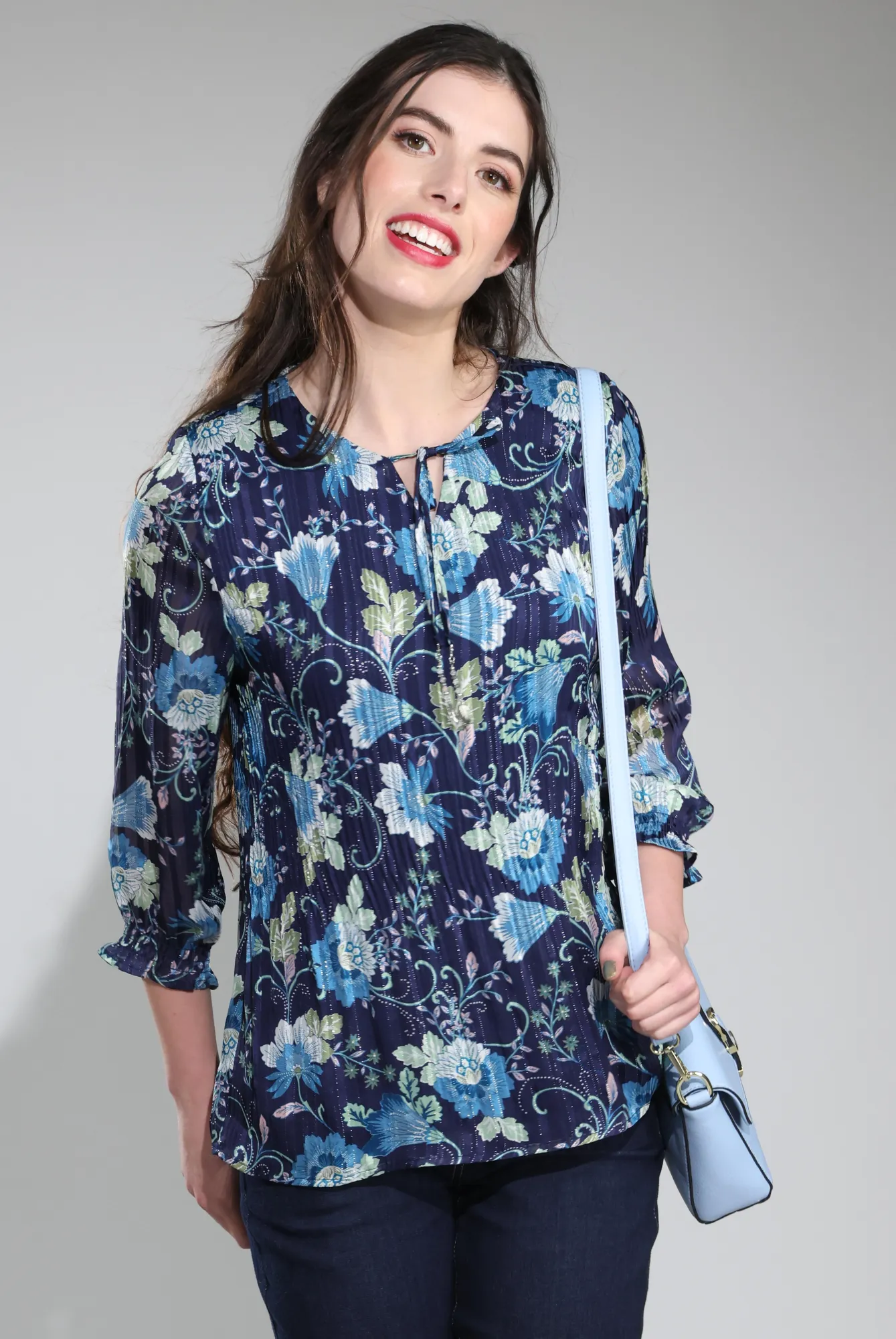 Glitter Fit Top | Navy Sage Vines | 8562C1