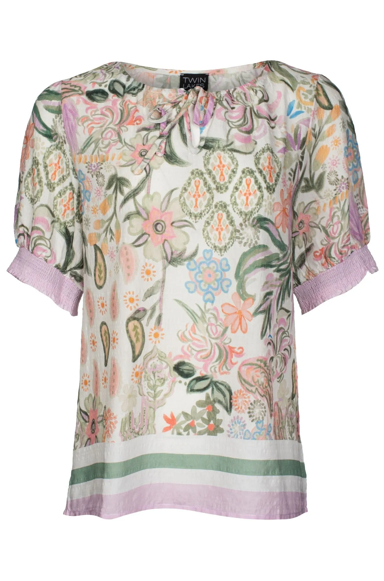 Top | Olive Lilac Border | 6513C1 FadeResistant Color