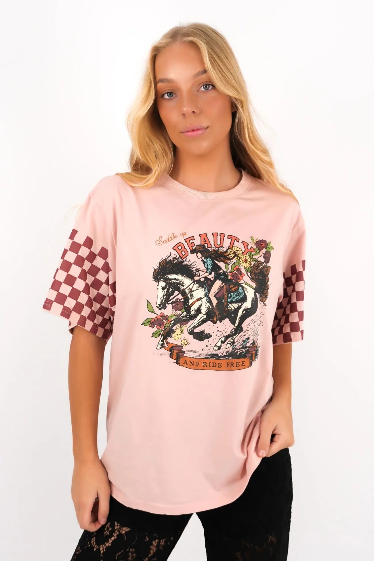 Wild West Tee Pink Low Profile Collar