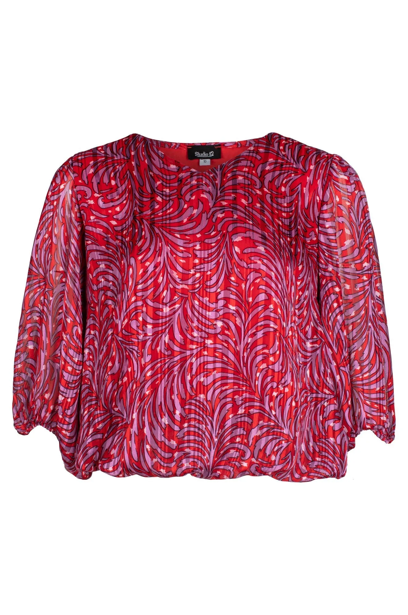 Chic Design LayeredConstruction Top | Red Lilac Feather | 8571C1