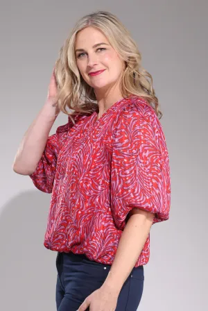 Top | Red Lilac Feather | 8571C1 Casual Pants