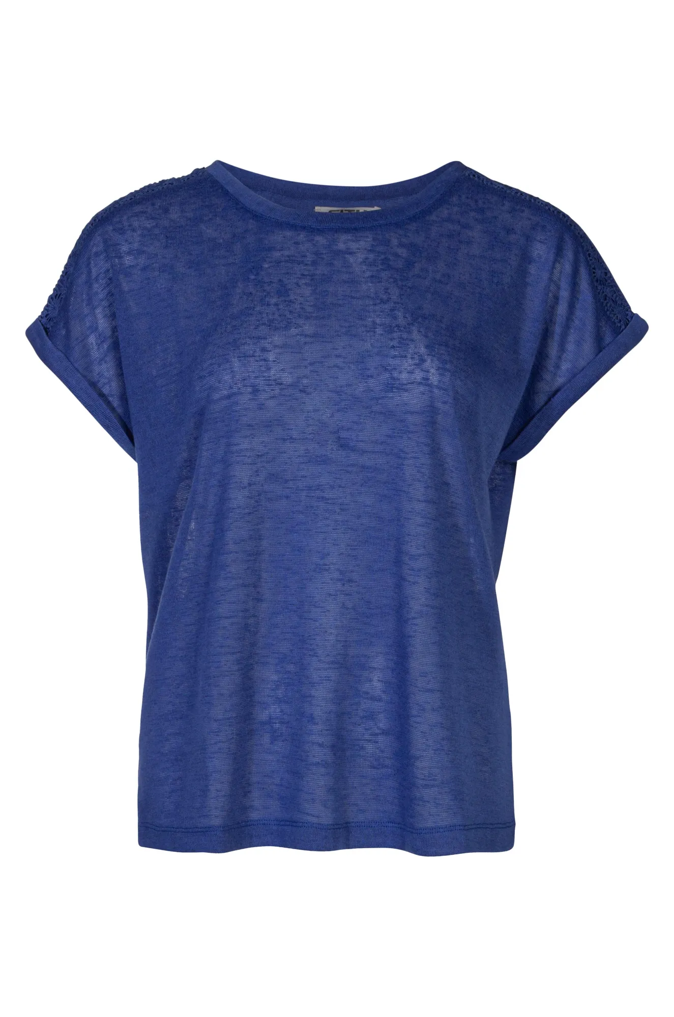 Top with Lace trim on shoulder | MED BLUE | 7092A1 Fresh Ease Focus Fit