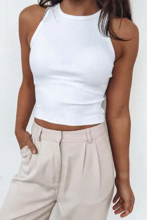 Zah Core Rib Tank White Timeless Wear AdjustableWaist