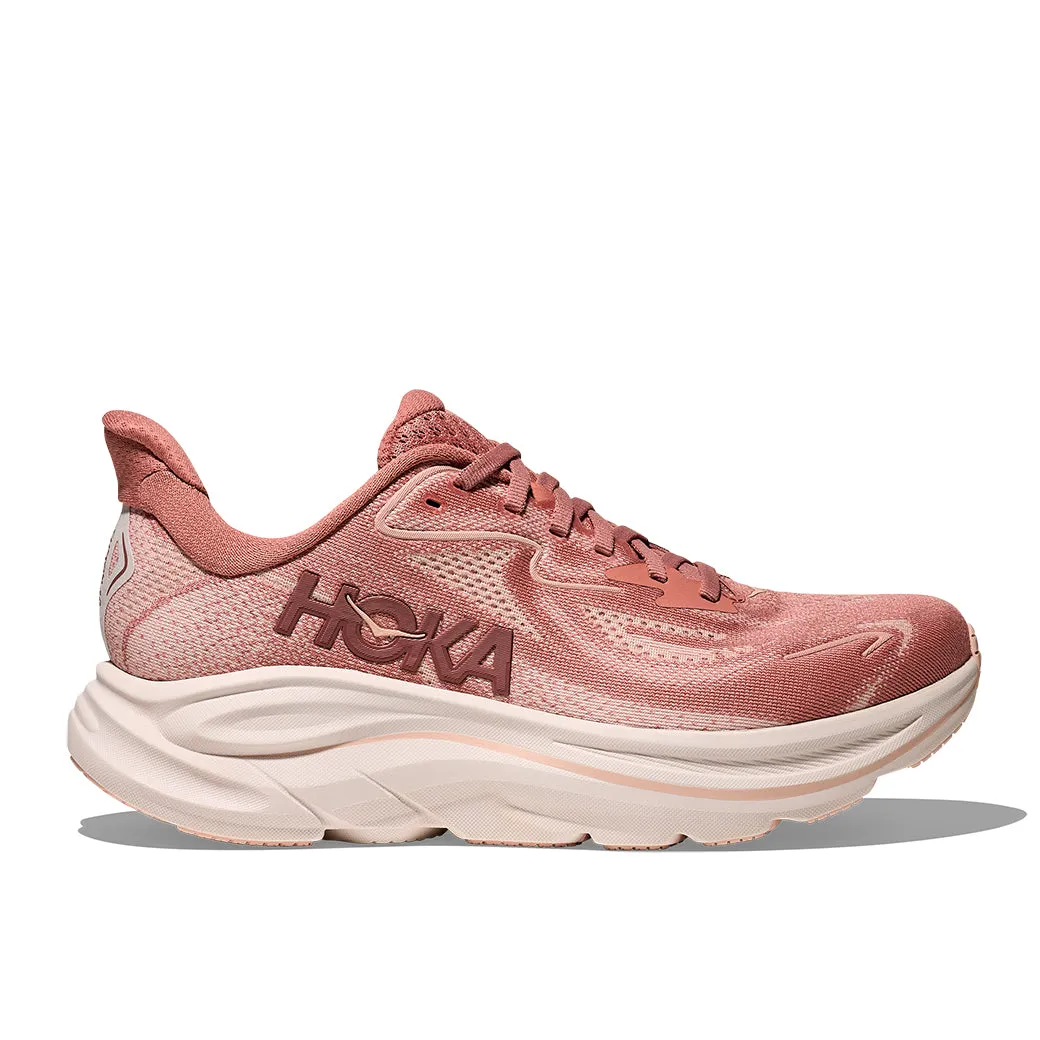 gym gear frequent use shoes Womens Hoka Clifton 10 Wide in Blush/ Rose Latte