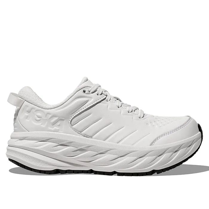 Womens Hoka Bondi SR (Slip Resistant) Wide in Frost/Frost Contoured Collar