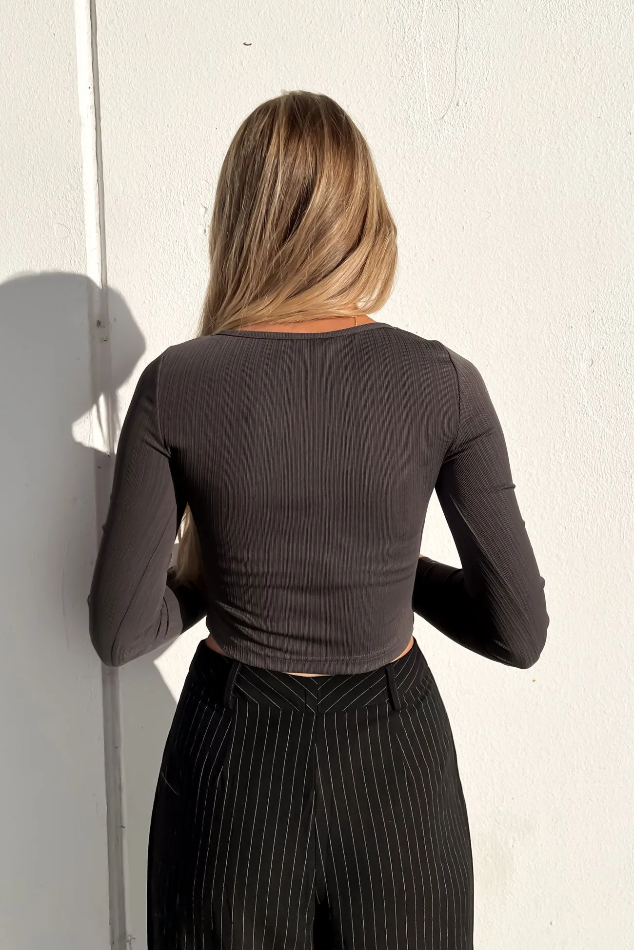 Mikaela Long Sleeve Charcoal Cozy Vibe Party Ready