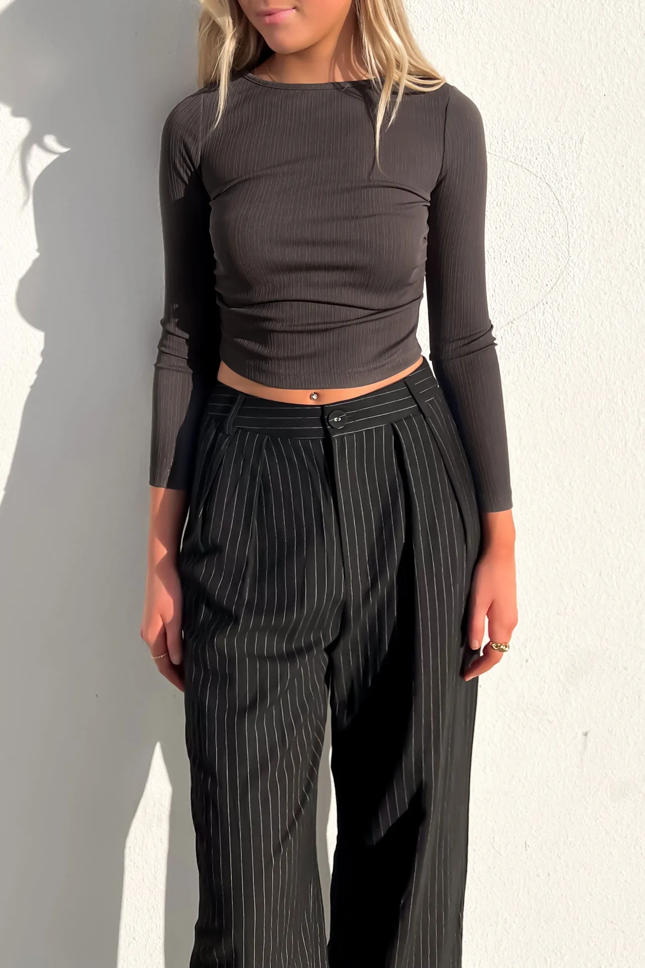 LowMaintenance Material Mikaela Long Sleeve Charcoal