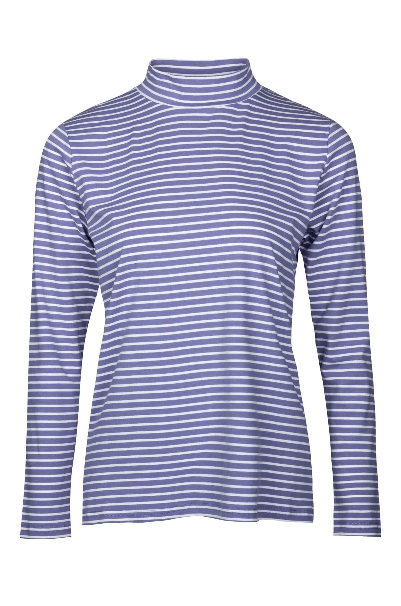 CompactPackableDesign Stripe Turtle neck Top | INDIGO WHITE | 6562B1