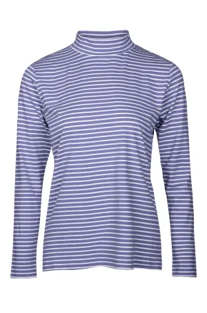 Lightweight Composite Stripe Turtle neck Top | INDIGO WHITE | 6562B1
