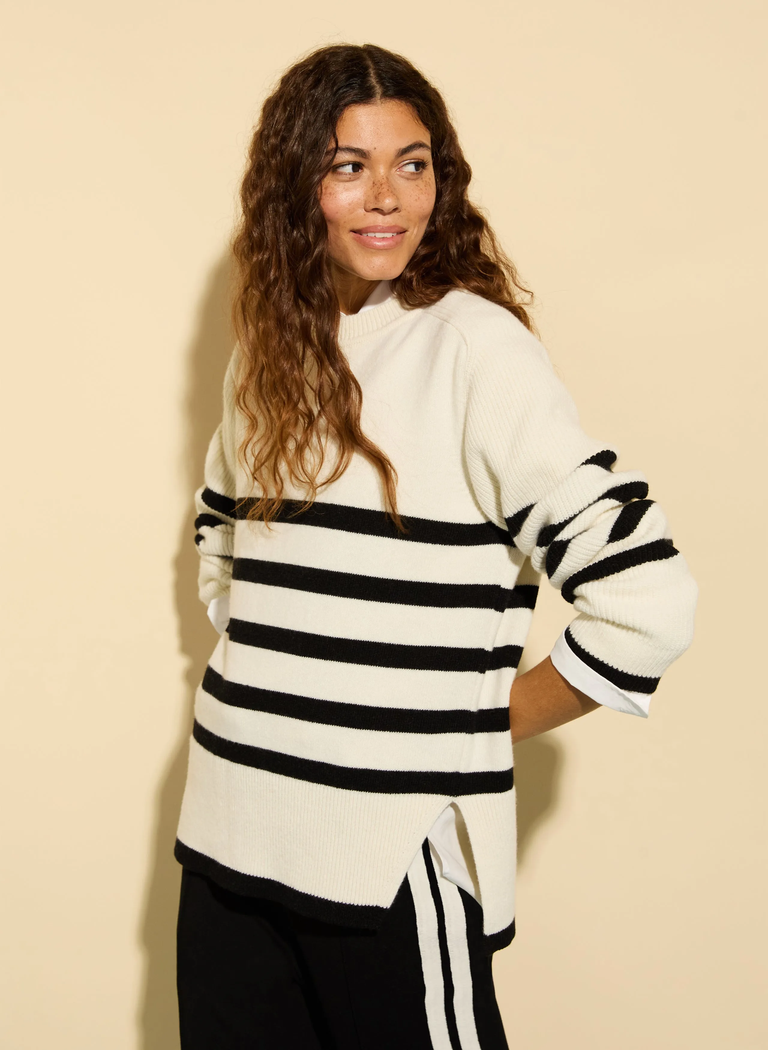 Fleur Striped Wool Blend Jumper TearResistant Fabric