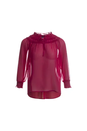 Ruffle trim Top | CERISE | 8541AR Winter Fit