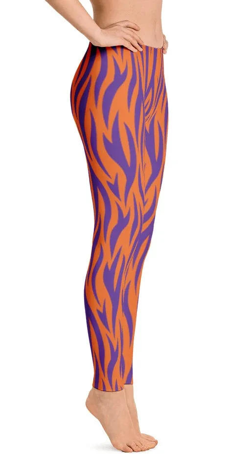 Training Look ReadyGOLF: Orange & Purple Tiger Stripes Women's All-Over Leggings