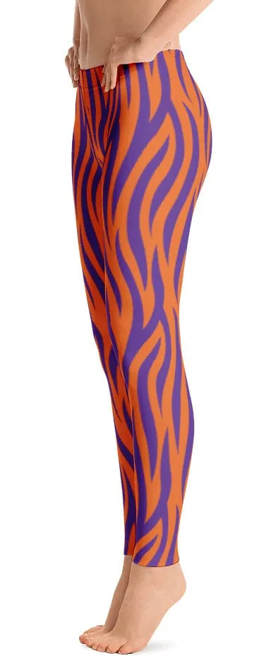 Tall Fit Weekend Trip ReadyGOLF: Orange & Purple Tiger Stripes Women's All-Over Leggings